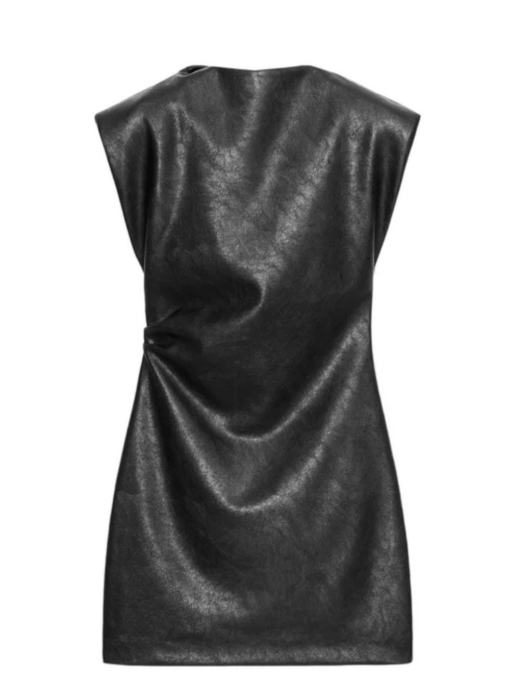 Zara Faux Leather Mini Dress with Shoulder Pads